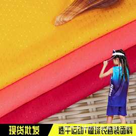源头工厂150g网眼布亮光点点星光运动布料针织提花透气蓝球服面料