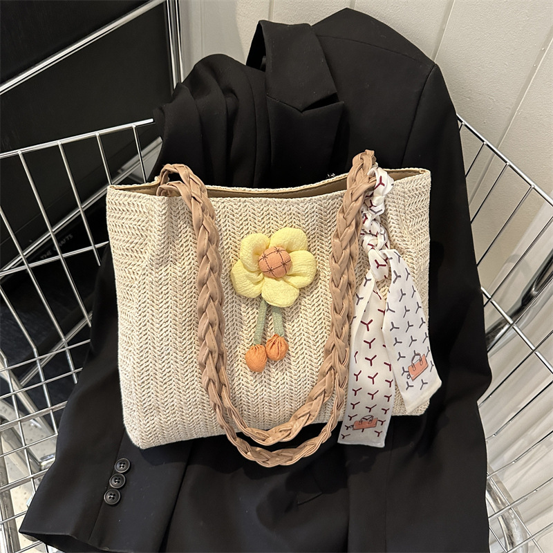 Verano nuevo estilo occidental bolsa casual paja bolso de gran capacidad 2023 verano nuevo estilo temperamento axila bolsa de mano