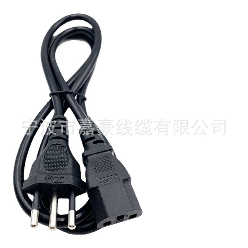 瑞士三插瑞标电源线瑞士三圆插头线瑞式插头转品字C13瑞规双头插