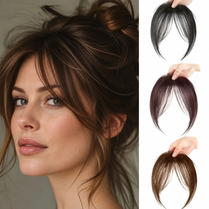 Fake Bangs, Small Chiyoda Style Bangs, Realistic Human Hair, Seamless Forehead, High Crown, Hairpiece for the Top of the Head, Factory Wholesale