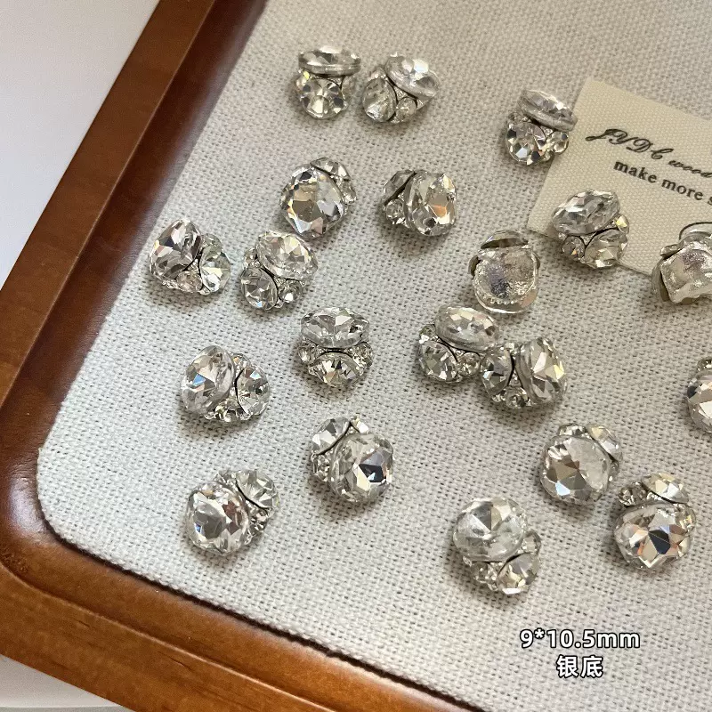 爆款手工超闪水晶成品白色肥方钻球美甲饰品  合金指甲钻配饰批发