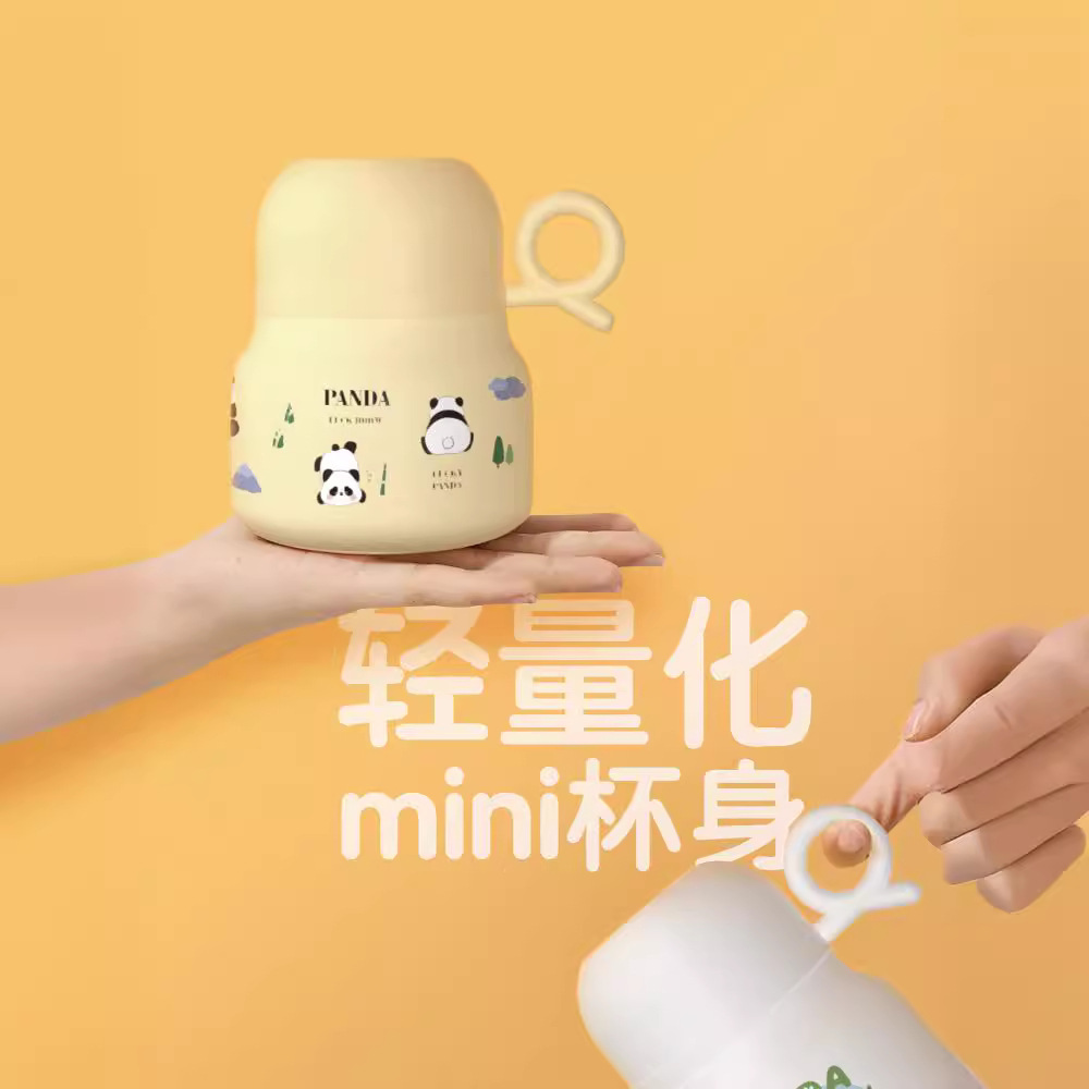 Panda burbuja copos 316 de acero inoxidable de alto valor nominal taza de aislamiento de doble capa con taza cucharada hermosa chica de aislamiento de calor