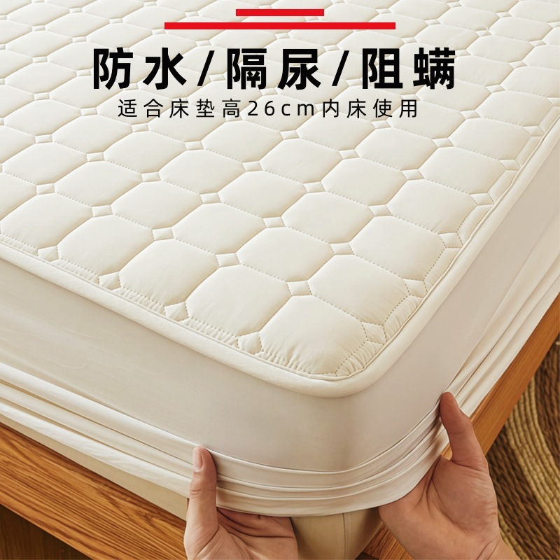 2025 Waterproof Urine-Proof Bed Sheet Single Piece Bed Cover Quilted Mattress Cover Protector Universal for All Seasons Summer Class a Antibacterial