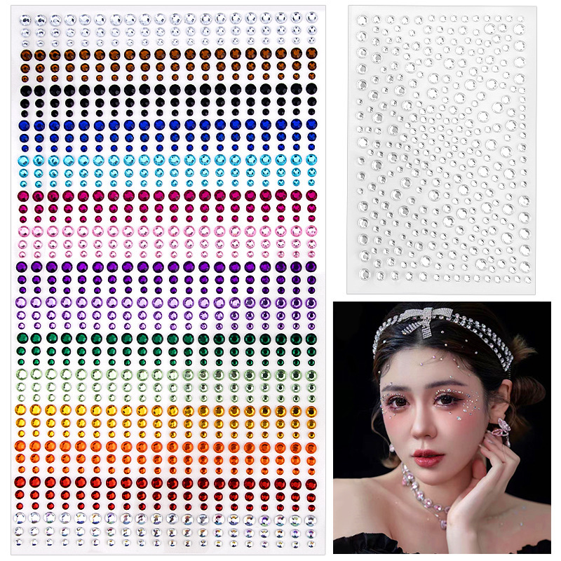 Cross-Border Amazon Hot-Selling 900-Piece Face Diamond Stickers Crystal Stickers Stage Makeup Rhinestones Acrylic Rhinestones Cross-Border Amazon Hot-Selling 900-Piece Face Diamond Stickers Crystal Stickers Stage Makeup Rhinestones Acrylic Rhinestones