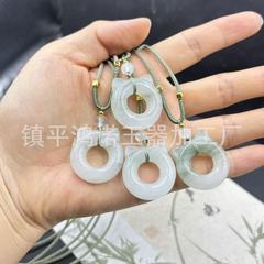 天然小猫耳朵猫猫圈骨头蝴蝶天山翠平安环甜甜圈玉石平安扣吊坠