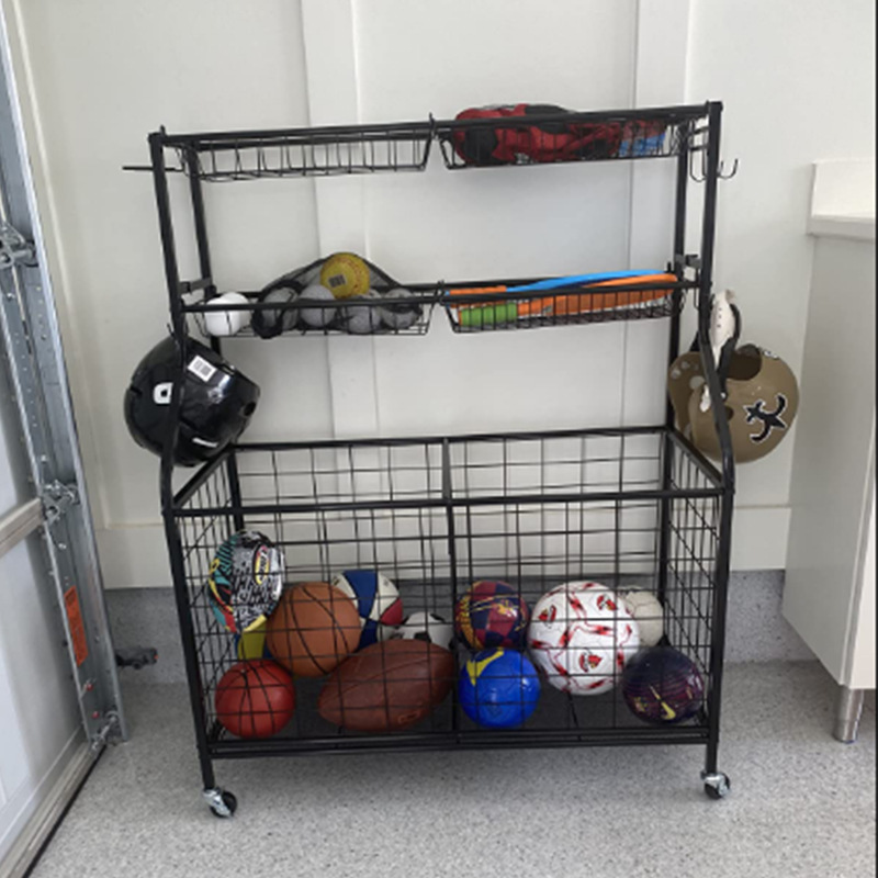 Almacenamiento en el hogar rack de almacenamiento rack de baloncesto canasta de almacenamiento de juguetes para niños productos deportivos organizando coche ahora