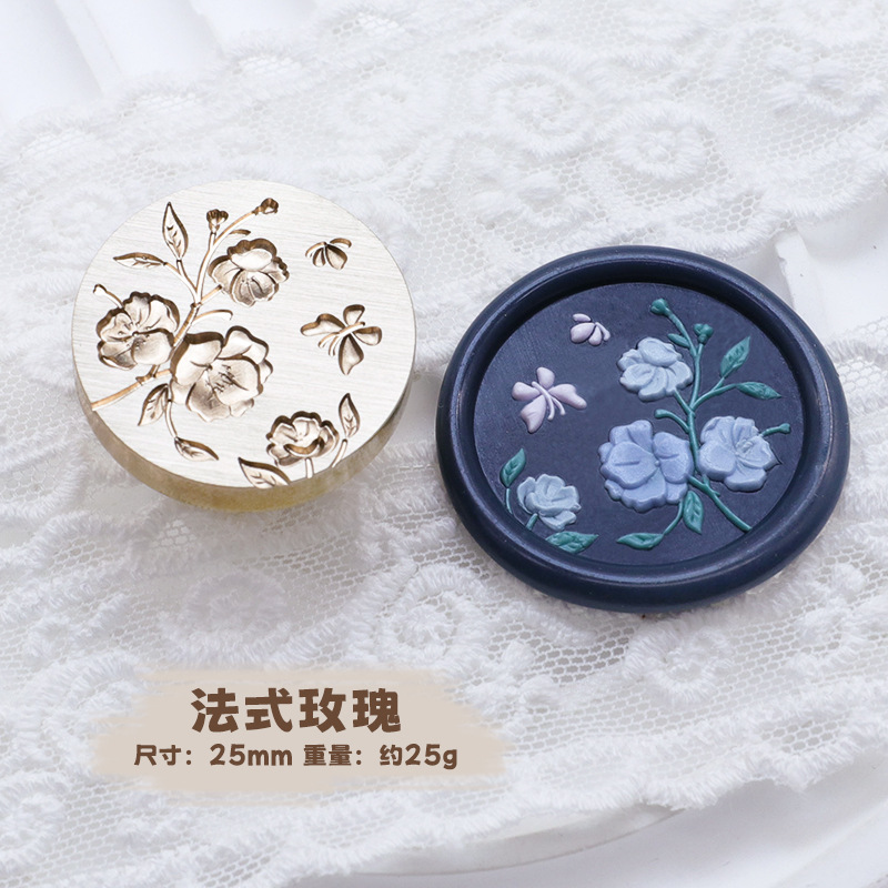 Sello de pintura de fuego serie de plantas tulipán rosa artística fuego pintura sello creativo cera regalo