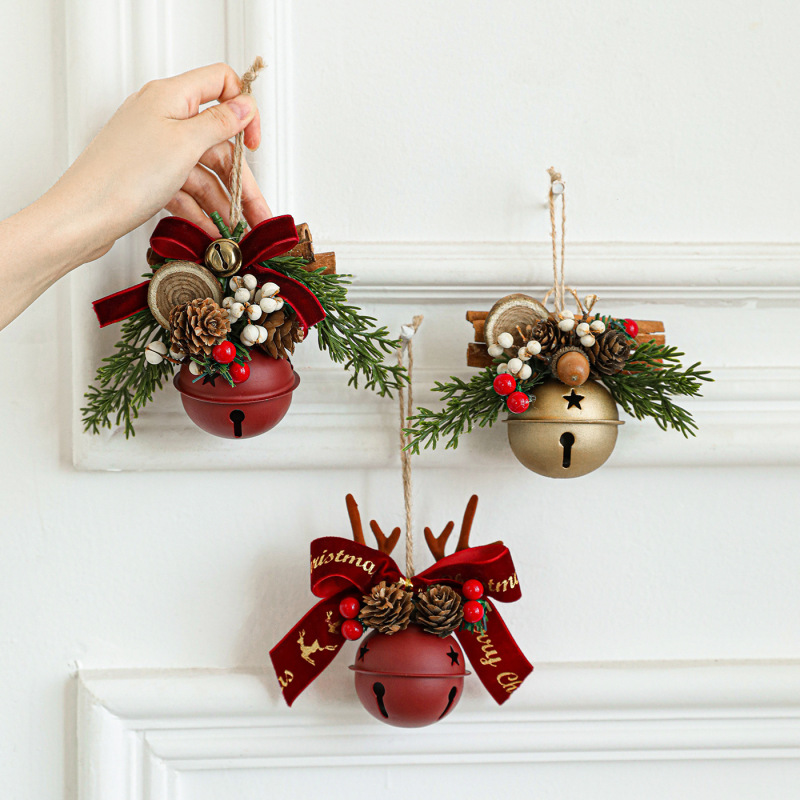 Cross-Border Christmas Bells, Antlers, Bows, Pine Cones, Bells, Mixed Pendants, Christmas Tree Window Car Hangings, Decorations