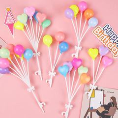 Korean Instagram colorful macaron-style heart-shaped balloon bouquet birthday plugin baking cake decoration ornament