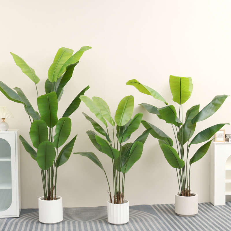 Planta artificial nórdica grande para sala de estar, árbol de simulación decorativo tipo banano viajero en maceta