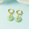 Protective amulet, buckle jade, retro earrings, elegant advanced accessory, high-quality style