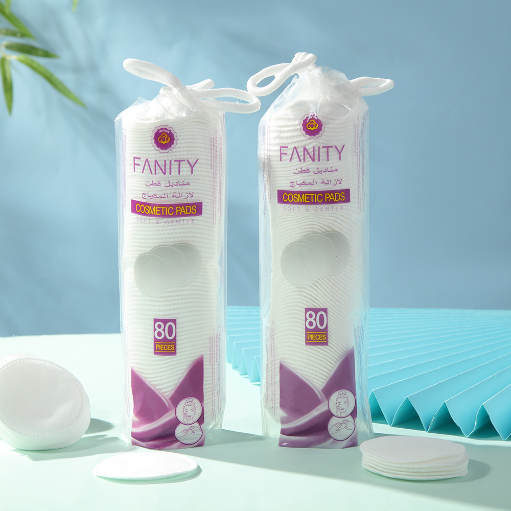 Algodón de maquillaje de cerradura redonda 80 piezas de algodón de maquillaje de doble efecto desechable para la piel