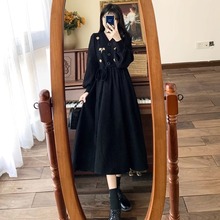 胖妹妹连衣裙显瘦遮肚a字裙大码mm女春秋冬小众300斤长袖过膝长裙