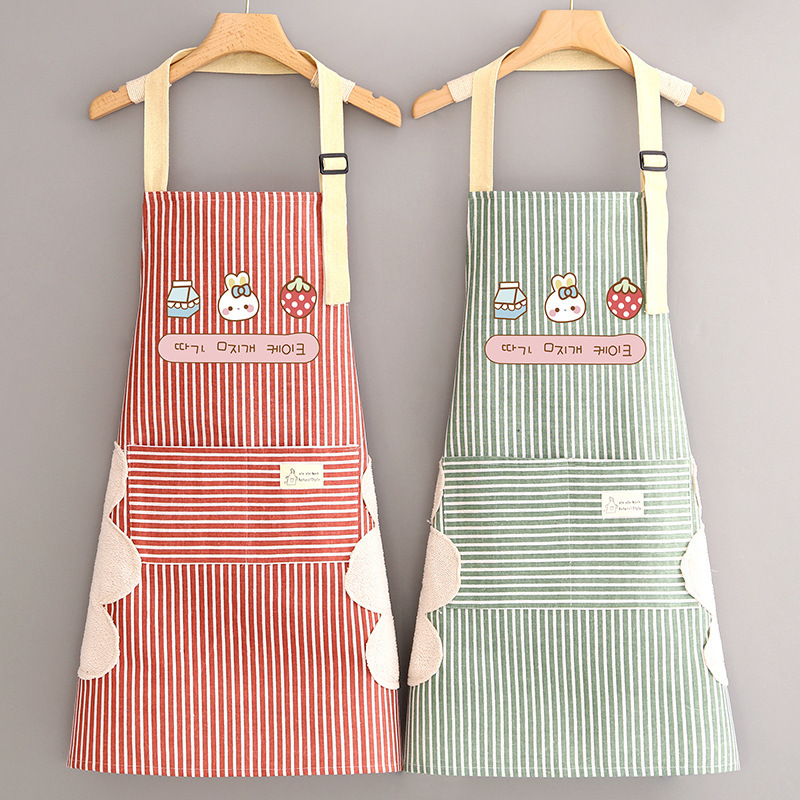 Cotton and linen anti-fouling apron home kitchen Women's new western style fashionable adult work cooking waist cute overalls