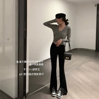 新款秋款春秋 潮时尚 黑色高腰修身休闲裤女显瘦时尚百搭
