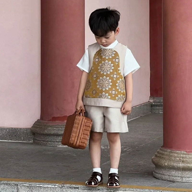 Boys' New Chinese-Style Hanfu Children's Summer Outfit 2025 New National Style Color-Blocking Outer Vest for Girls, Thin Set Boys' New Chinese-Style Hanfu Children's Summer Outfit 2025 New National Style Color-Blocking Outer Vest for Girls, Thin Set