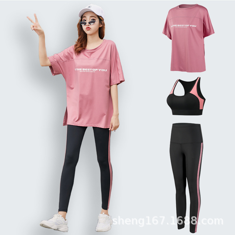 New plus size Three-piece Yoga Suit Women's Loose Summer Running Fitness Yoga Suit
