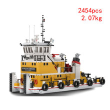 跨境热卖现货 MOC- 91162 港口拖船拼装小颗粒 积木玩具模型摆件