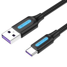 威迅COR系列USB 2.0 A公对C公5A数据线圆线PVC款黑色0.25-3米