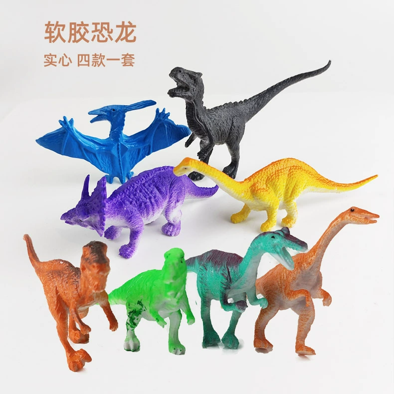 Массовые мягкие резиновые игрушки динозавров Твердый пластик Раннее образование Детские знания о мелких животных Яйца динозавров Маленькие игрушки Прямые поставки