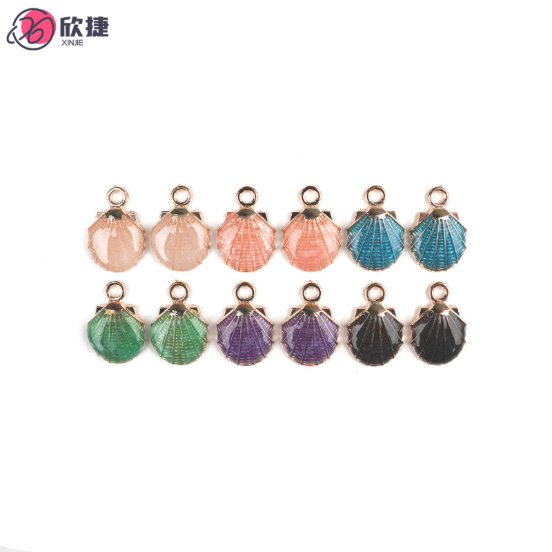 Colorful Ocean Shell DIY Alloy Pearl Oil Drop Jewelry Accessories Cross-Border Hair Accessories Keychain Pendant