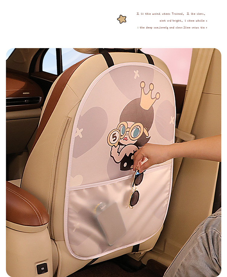 Cartoon Cute Lady Personalized Car Seat Back Anti-Kick Pad Car Seat Back Protection Pad Seat Strawberry Bear