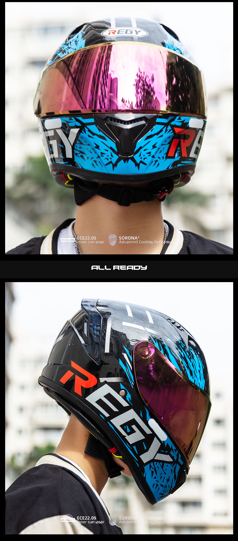 Motorcycle Helmet Full Helmet DOT/3C Certification New National Standard Class A Male and Female Double Lens Electric Vehicle Full Helmet