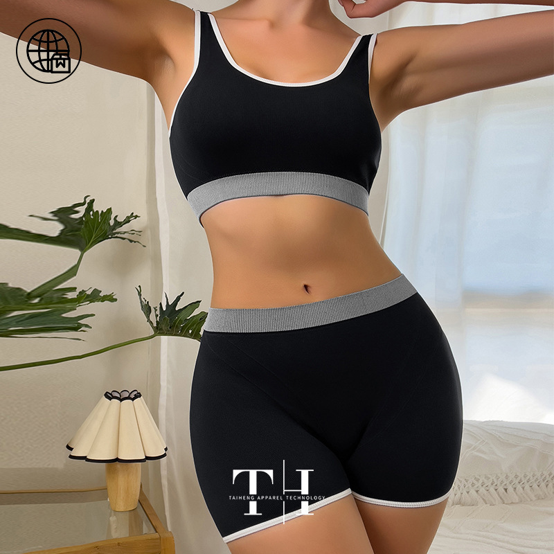 Sports Underwear suit Europe and the United States Cross-border plus size Vest Bra Outer Wear Fitness Running Shorts Hip Panties Women
