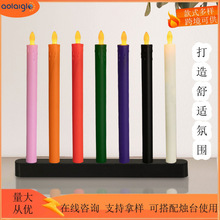 马卡龙多色杆蜡led仿真电子蜡烛按压开关长杆婚庆餐厅节日装饰灯