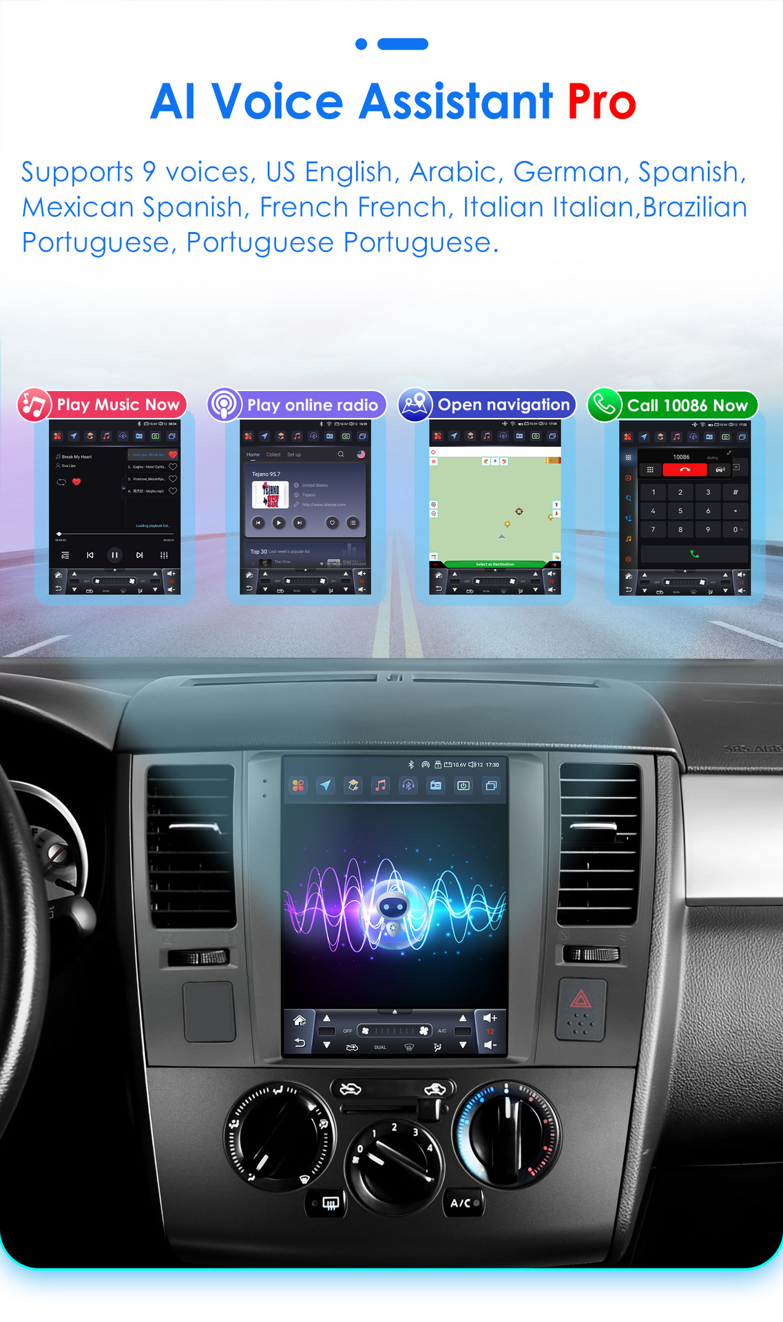 9.7inch Suitable for 04-13 Nissan Tiida C11 Android Car Central Control Vertical Screen Navigation Bluetooth Multimedia