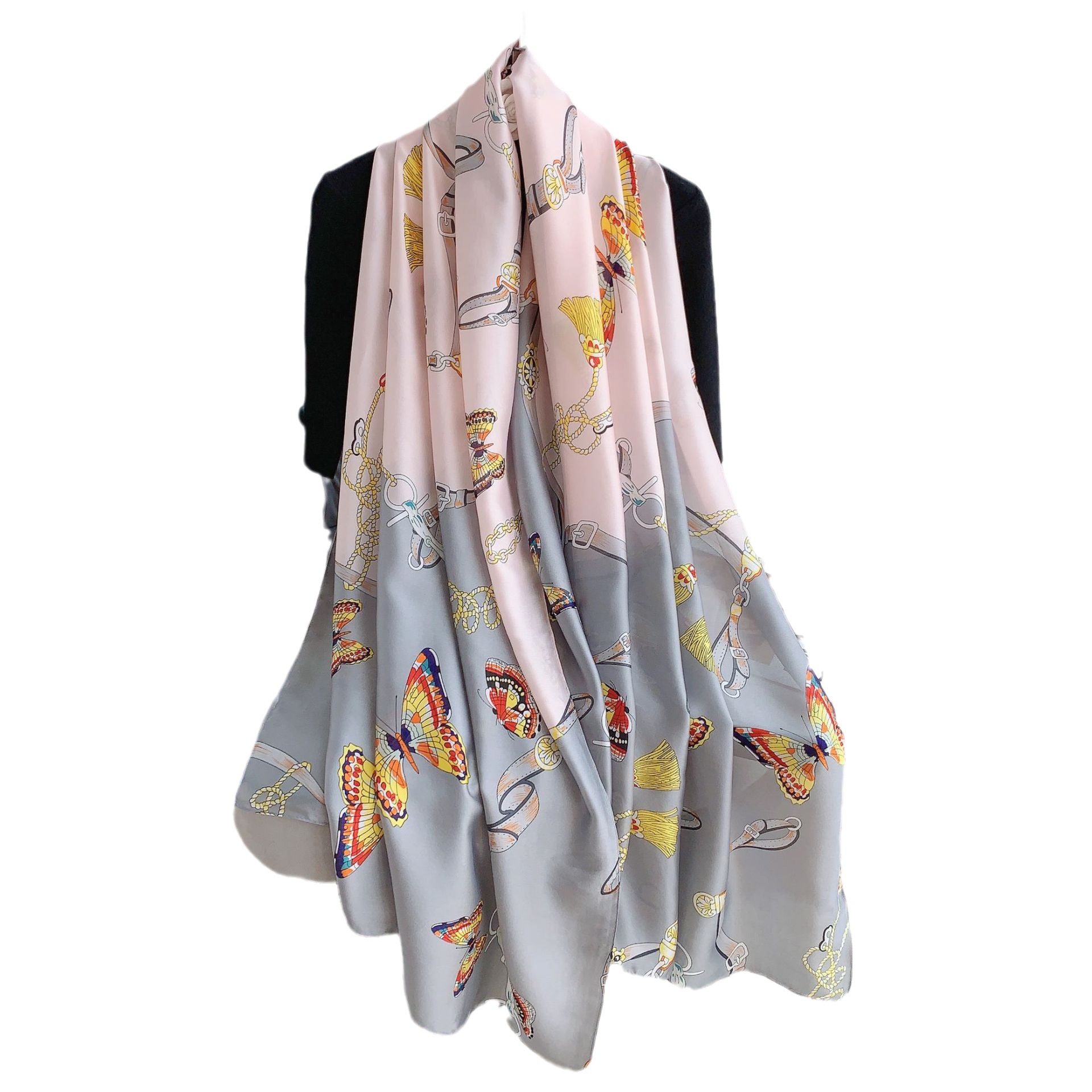 Estilo coreano nueva moda seda artificial impresa bufanda de verano de las mujeres protector solar fino aire acondicionado chal vacaciones bufanda desgaste exterior