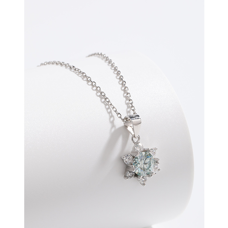 925 plata esterlina moissanite collar mujeres luz lujo nicho copo de nieve diamante colgante clavícula cadena todo partido regalo del Día de San Valentín