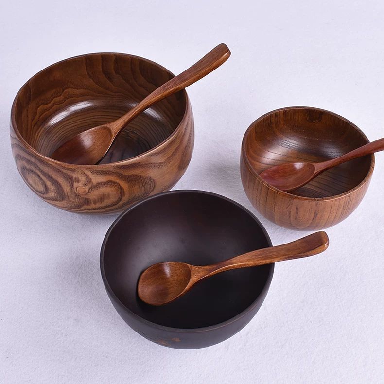 Environmentally Friendly Bamboo Bowl, Bamboo Wooden Bowl, Japanese-Style Bamboo Bowl, Baby Household Rice Bowl, Retro Tableware, Unpainted Small Rice Bowl, Children's Rice Bowl