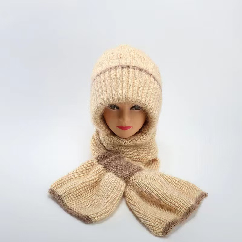 Sciarpa invernale in lana lavorata a maglia con calore integrato, sciarpa in velluto antivento, cappello antivento e antineve resistente al freddo_voghion.com