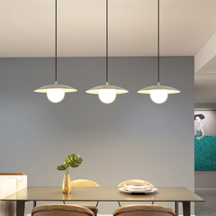 Nordic Modern Minimalist Iron and Glass Three-Light Dining Pendant Lamp for Bedroom Bedside Dining Room Hotel Bar Lighting Decor