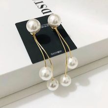 潮流时尚百搭长款流苏珍珠耳饰品925韩国东大门新款珍珠长款耳环