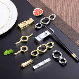 不锈钢筷子架托酒店家用金色六角形三用两双筷枕勺托座托创意筷架