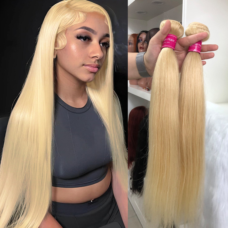 10A Hair Curtain # 613 Human Hair Bundles White Golden Human Hair Wig Bone Straight Hair European and American Cross-Border 10A Hair Curtain # 613 Human Hair Bundles White Golden Human Hair Wig Bone Straight Hair European and American Cross-Border
