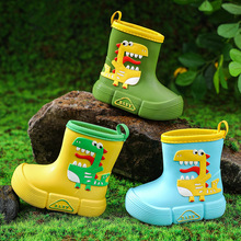 兒童雨鞋可愛恐龍小孩水鞋男童女童中筒雨鞋加絨防滑防水寶寶雨靴