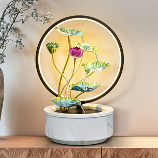Living Room Lotus Circulation Water to Make Money Ornaments with Light Fish Tank Decorations Feng Shui Wheel housewarming opening gift