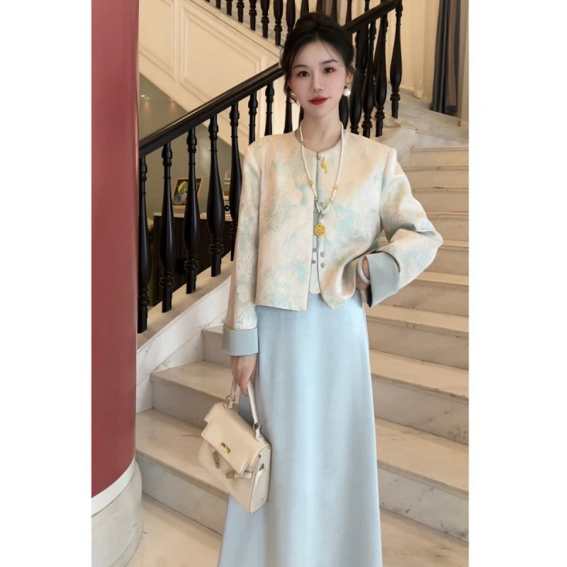 新中式国风套装女2025春季新款提花盘扣气质外套|undefined