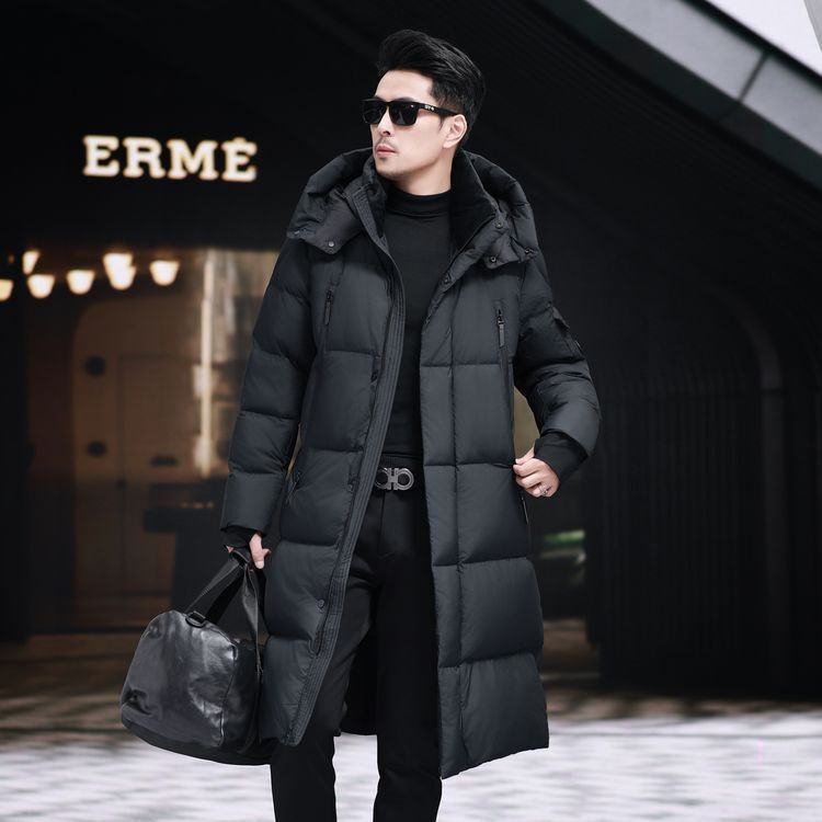 2025 Winter Model 90 White Duck down Long Over-The-Knee down Jacket for Men, Thickened Warm Coat for Middle-Aged and Young Men 2025 Winter Model 90 White Duck down Long Over-The-Knee down Jacket for Men, Thickened Warm Coat for Middle-Aged and Young Men