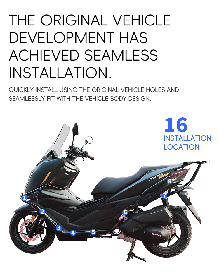 Suitable for Shengshi 150X crash bars, front and rear exhaust pipe bumpers, rear rack anti-collision tail rack protection modification parts