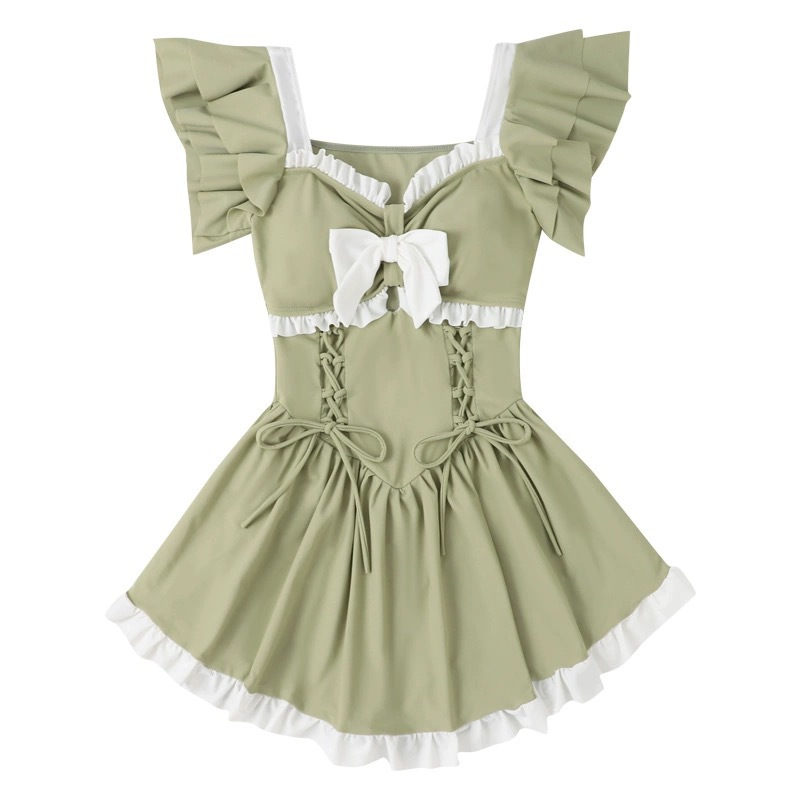 Traje de baño de una pieza para mujer de alta gama verano nuevo estilo lindo y dulce vestido de princesa estilo conservador que cubre la carne vacaciones al por mayor