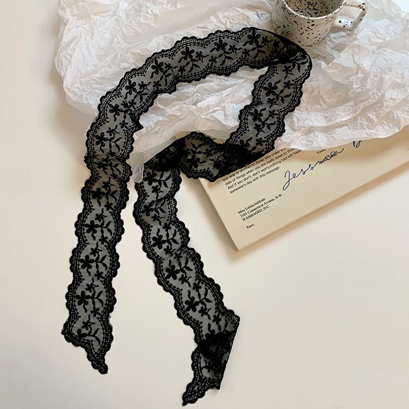 Pañuelo de seda de encaje, sensación de alta calidad, nuevo bolso atado, cinta larga, decoración de cinta, bufanda pequeña, turbante multiusos, cinturón de cinta para el cabello
