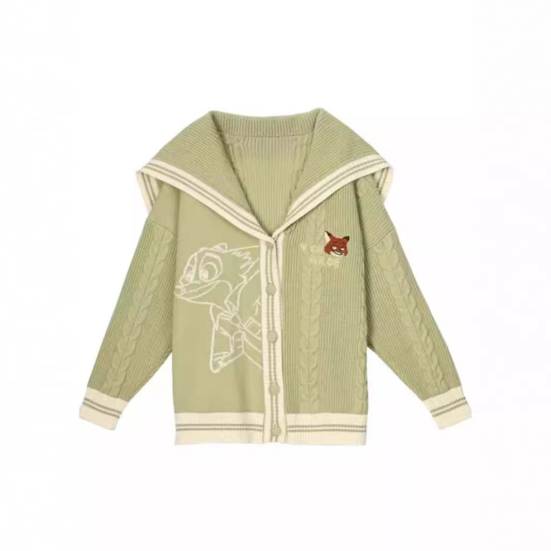 College Knitted Cardigan Knitted Shirt Women's Coat Loose Autumn New All-match Lazy Sweater Navy Collar Top