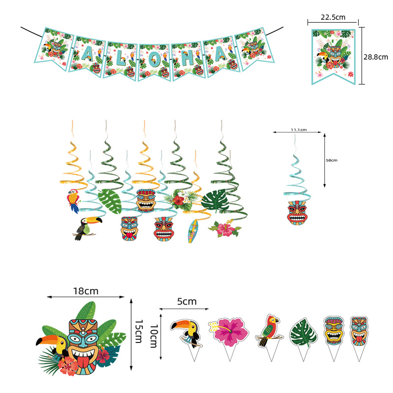 Traje de la bandera del tirón de Hawaii: bandera del tirón 1PC, espiral 10PC, inserción de la tarjeta 25PC