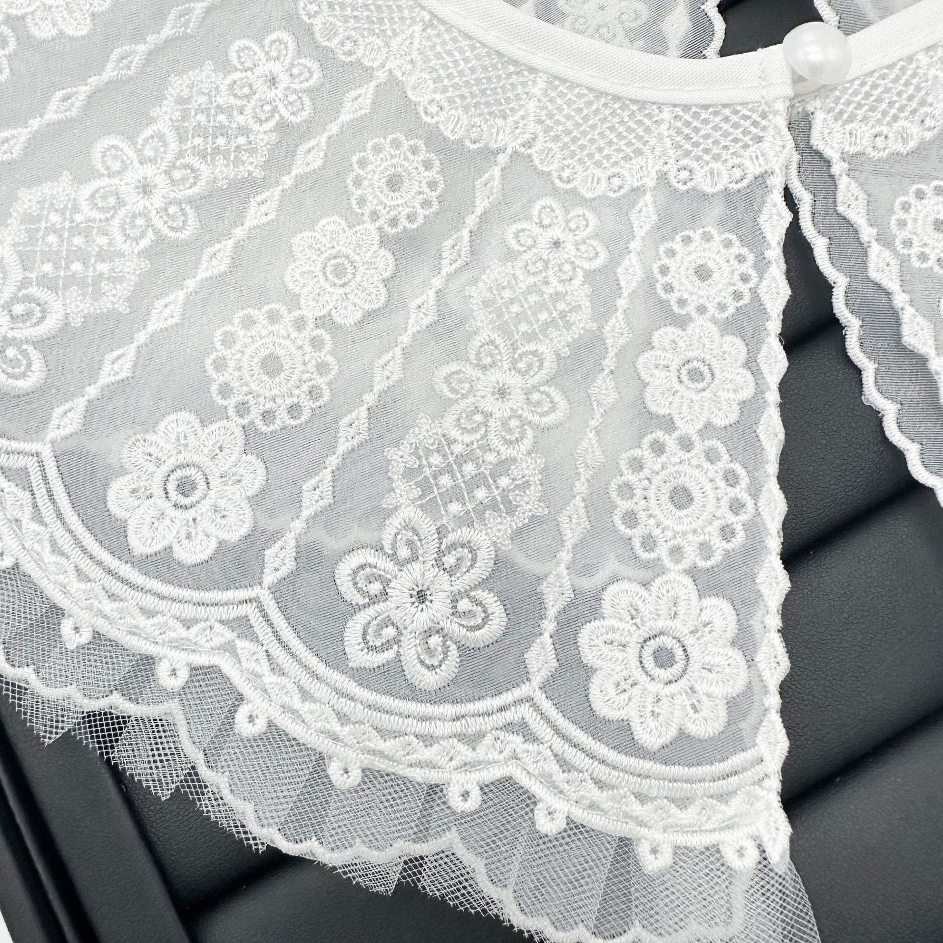 Oganza transparente encantador pequeño chal doble capa bordado encaje falso cuello niños otoño invierno chal accesorios
