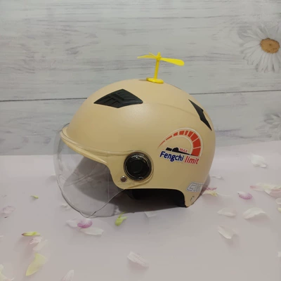 Motosiklet kaskı (dəbilqə) electric car helmet men's and - harley-style-khaki-transparent-short-yellow-windmill-adult-instrument-sticker