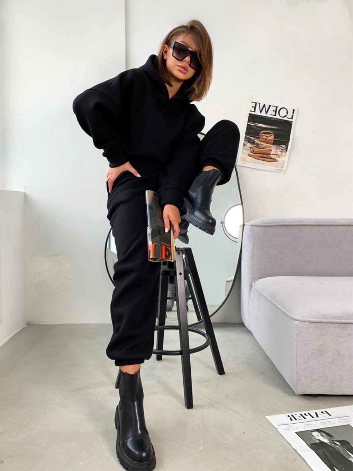 1042g Weight Long Sleeve Sleeve Length Cotton Blend, Polyester Fabric Type Pants Sets Sets Type 2 Pieces Set Quantity Holiday, Daily Occasion Hooded Neckline Loose Fit Type Solid Color Pattern Winter, Autumn Season Women's Gender Streetwear Style Women's Hoodies Sets Long Sleeve Streetwear Solid Color 7